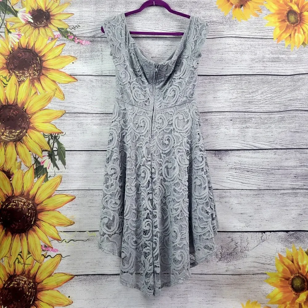 B.‎ Darlin Gray Lace Fairy Dress Junior Size 11/12
